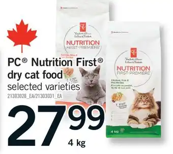 Fortinos PC NUTRITION FIRST DRY CAT FOOD offer