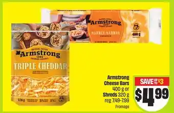 FreshCo Armstrong Cheese Bars 400 g or Shreds 320 g offer