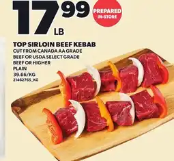 Loblaws TOP SIRLOIN BEEF KEBAB offer