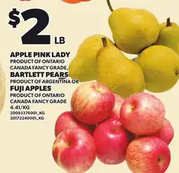 Loblaws APPLE PINK LADY, BARTLETT PEARS, FUJI APPLES offer