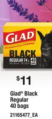 Loblaws GLAD BLACK REGULAR, 40 BAGS offer