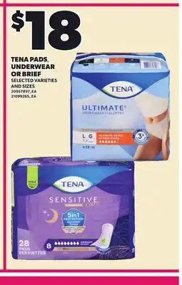 Loblaws TENA PADS, UNDERWEAR OR BRIEF offer