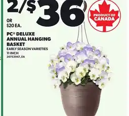 Loblaws PC DELUXE ANNUAL HANGING BASKET, 11 INCH offer