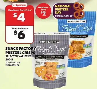 Loblaws SNACK FACTORY PRETZEL CRISPS offer