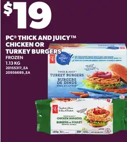 Loblaws PC THICK AND JUICY CHICKEN OR TURKEY BURGERS offer