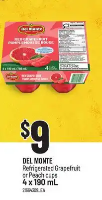 Loblaws DEL MONTE REFRIGERATED GRAPEFRUIT OR PEACH CUPS offer