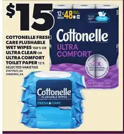 Loblaws FRESH CARE FLUSHABLE WET WIPES 168'S OR ULTRA CLEAN OR ULTRA COMFORT TOILET PAPER 12'S offer