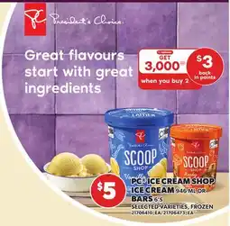 Loblaws PC ICE CREAM SHOP ICE CREAM, 946 ML OR BARS, 6'S offer