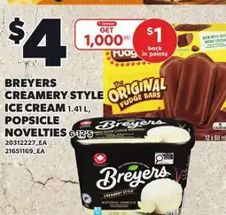 Loblaws BREYERS CREAMERY STYLE ICE CREAM 1.41 L, POPSICLE NOVELTIES 6-12'S offer