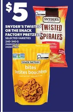 Loblaws SNYDER'S TWISTED OR THE SNACK FACTORY PRETZELS offer