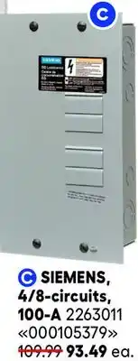 RONA All SIEMENS, EATON and SCHNEIDER electrical panels SIEMENS, 4/8-circuits, 100-A offer