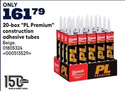 RONA Lepage 20-box PL Premium construction adhesive tubes offer