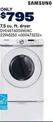 RONA Samsung 7.5 cu. ft. dryer offer