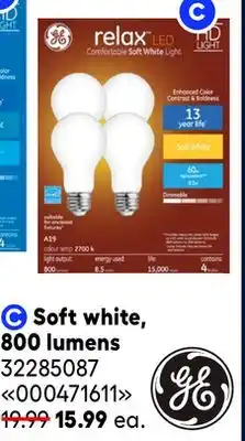 RONA All Refresh and Relax A19 LED bulbs in pack of 4 Soft white, 800 lumens offer