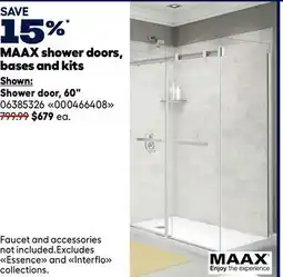RONA MAAX shower doors, bases and kits, Shower door, 60 offer