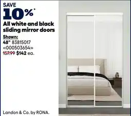 RONA Landon & Co. All white and black sliding mirror doors offer