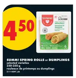 No Frills SUMM! SPRING ROLLS or DUMPLINGS offer