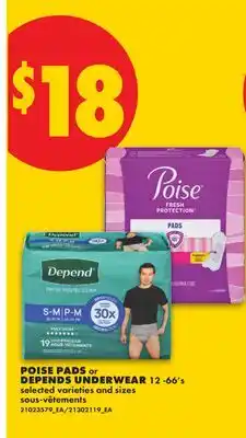 No Frills POISE PADS or DEPENDS UNDERWEAR 12 -66's offer