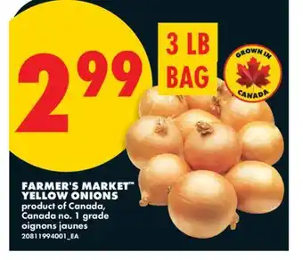No Frills FARMER'S MARKET YELLOW ONIONS, 3 LB BAG offer
