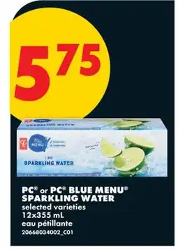 No Frills PC or PC BLUE MENU SPARKLING WATER offer