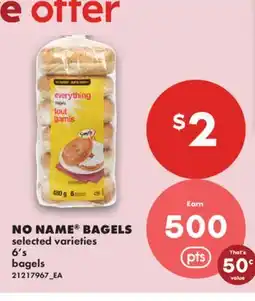 No Frills NO NAME BAGELS offer