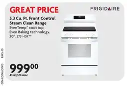 Home Hardware 5.3 Cu. Ft. Front Control Steam Clean Range offer