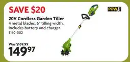 Home Hardware 20V Cordless Garden Tiller offer