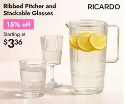 Linen Chest Ribbed Pitcher and Stackable Glasses offer