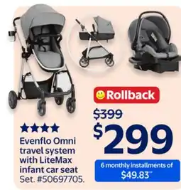 Walmart Evenflo Omni travel system with LiteMax infant car seat offer