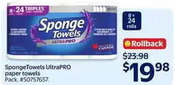 Walmart SpongeTowels UltraPRO paper towels offer