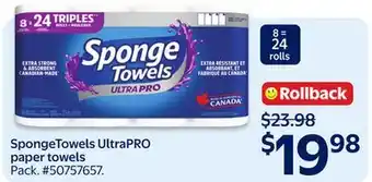 Walmart SpongeTowels UltraPRO paper towels offer