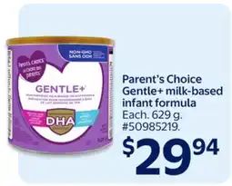Walmart Parent's Choice Gentle+ milk-based infant formula offer