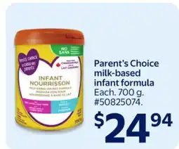 Walmart Parent's Choice milk-based infant formula offer
