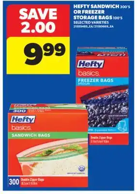 Real Canadian Superstore HEFTY SANDWICH, 300'S OR FREEZER STORAGE BAGS, 100'S offer