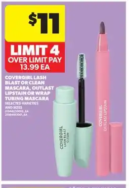 Real Canadian Superstore COVERGIRL LASH BLAST OR CLEAN MASCARA, OUTLAST LIPSTAIN OR WRAP TUBING MASCARA offer