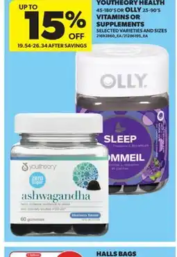 Real Canadian Superstore YOUTHEORY HEALTH, 45-180' S OR OLLY 25-90'S, VITAMINS OR SUPPLEMENTS offer