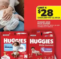 Real Canadian Superstore HUGGIES GIGA PACK DIAPERS, SIZE N - 7, 42-128' S offer