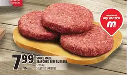 Metro STORE MADE SEASONED BEEF BURGERS offer