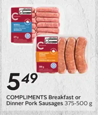 Sobeys COMPLIMENTS Breakfast or Dinner Pork Sausages offer
