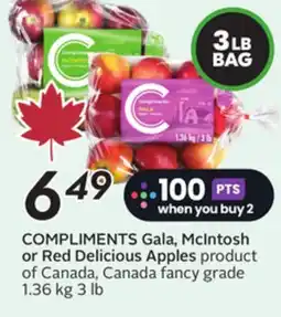 Sobeys COMPLIMENTS Gala, McIntosh or Red Delicious Apples offer
