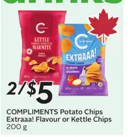 Sobeys COMPLIMENTS Potato Chips Extraaa! Flavour or Kettle Chips offer