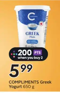 Sobeys COMPLIMENTS Greek Yogurt offer