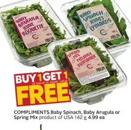 Sobeys COMPLIMENTS Baby Spinach, Baby Arugula or Spring Mix offer