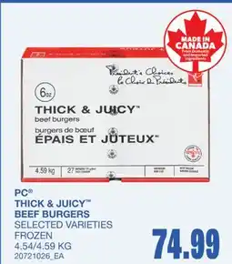 Wholesale Club THICK & JUICY BEEF BURGERS offer
