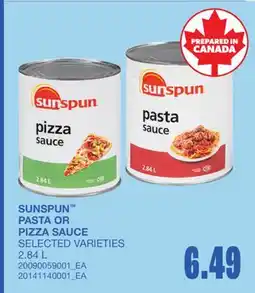 Wholesale Club SUNSPUN PASTA OR PIZZA SAUCE offer