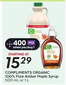 Sobeys COMPLIMENTS ORGANIC 100% Pure Amber Maple Syrup offer