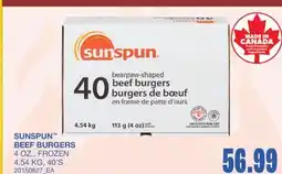 Wholesale Club BEEF BURGERS, 4 OZ. 4.54 KG, 40'S offer