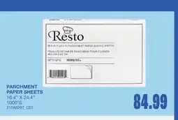 Wholesale Club PARCHMENT PAPER SHEETS offer
