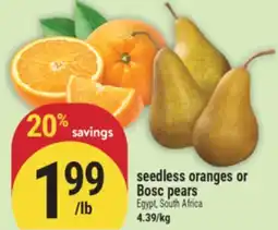 Marché Adonis Seedless oranges or Bosc pears offer