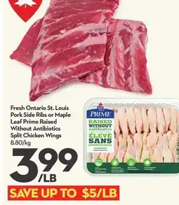 Longo's Fresh Ontario St. Louis Pork Side Ribs or Prime Raised Without Antibiotics Split Chicken Wings offer